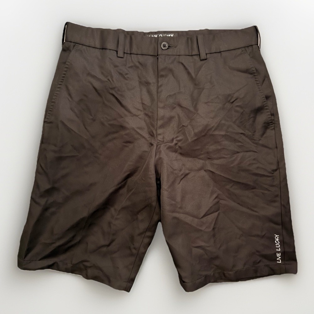 Black Clover Shorts Mens 32 Golf Chino Flat Front Black Live Lucky 10 Inseam